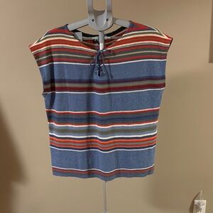 Chaps Multicolour Striped Knit Top Linen and Cotton Blend Women's Size Large